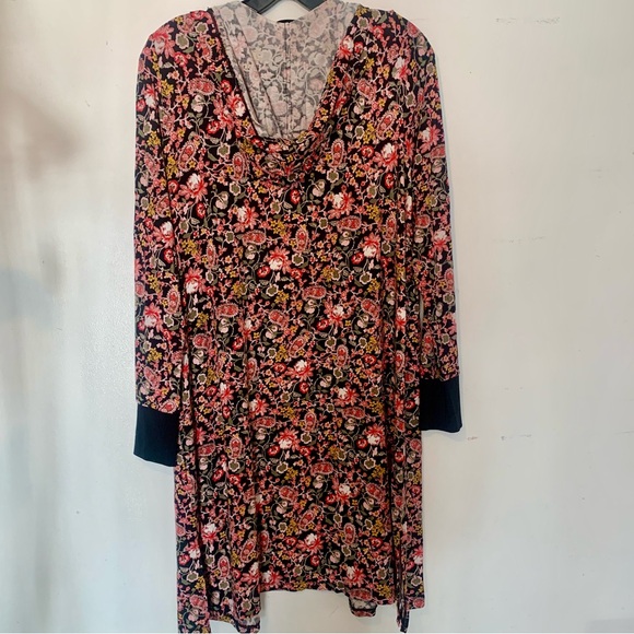Cuddl Duds Softwear black floral stretch hooded button front cardigan / Robe M - Picture 2 of 6